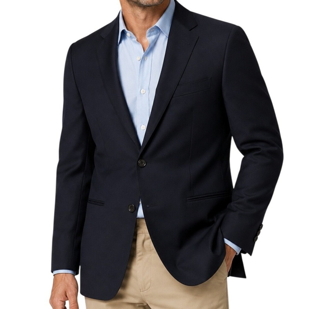 Hickey Freeman Navy Blue‎ 100% Worsted Wool Milburn Blazer Jacket Men's 40